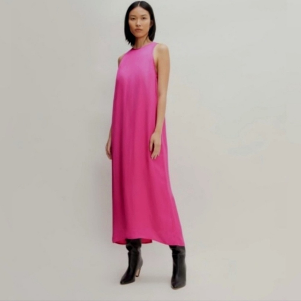 Everlane Fuchsia Hot Pink Sleeveless Slip Dress